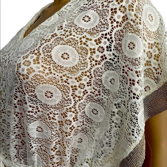 Mark’s There Paris Cream Gold Designer Lace Crochet Tunic O/S - Picture 5 of 11